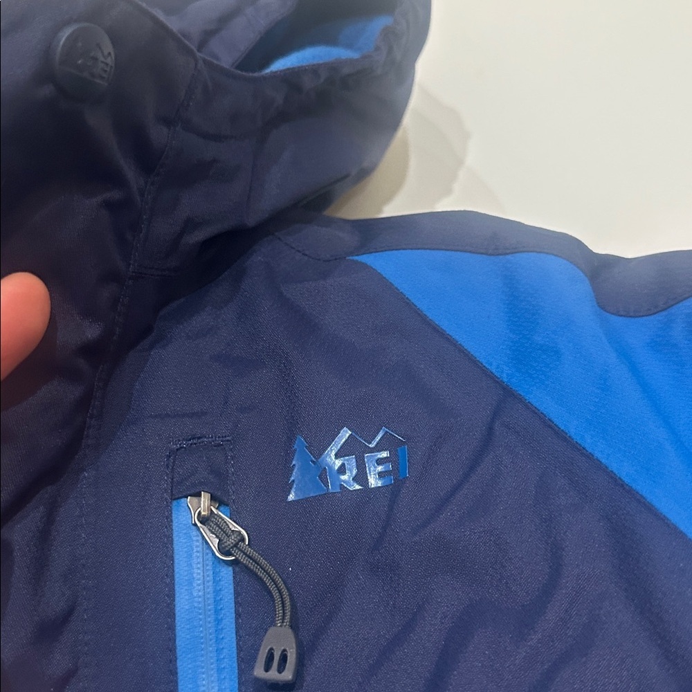 REI Boys Timber Mountain Jacket Blue Kids Two-Tone Puffer fleece lined Small 8 - Picture 4 of 6